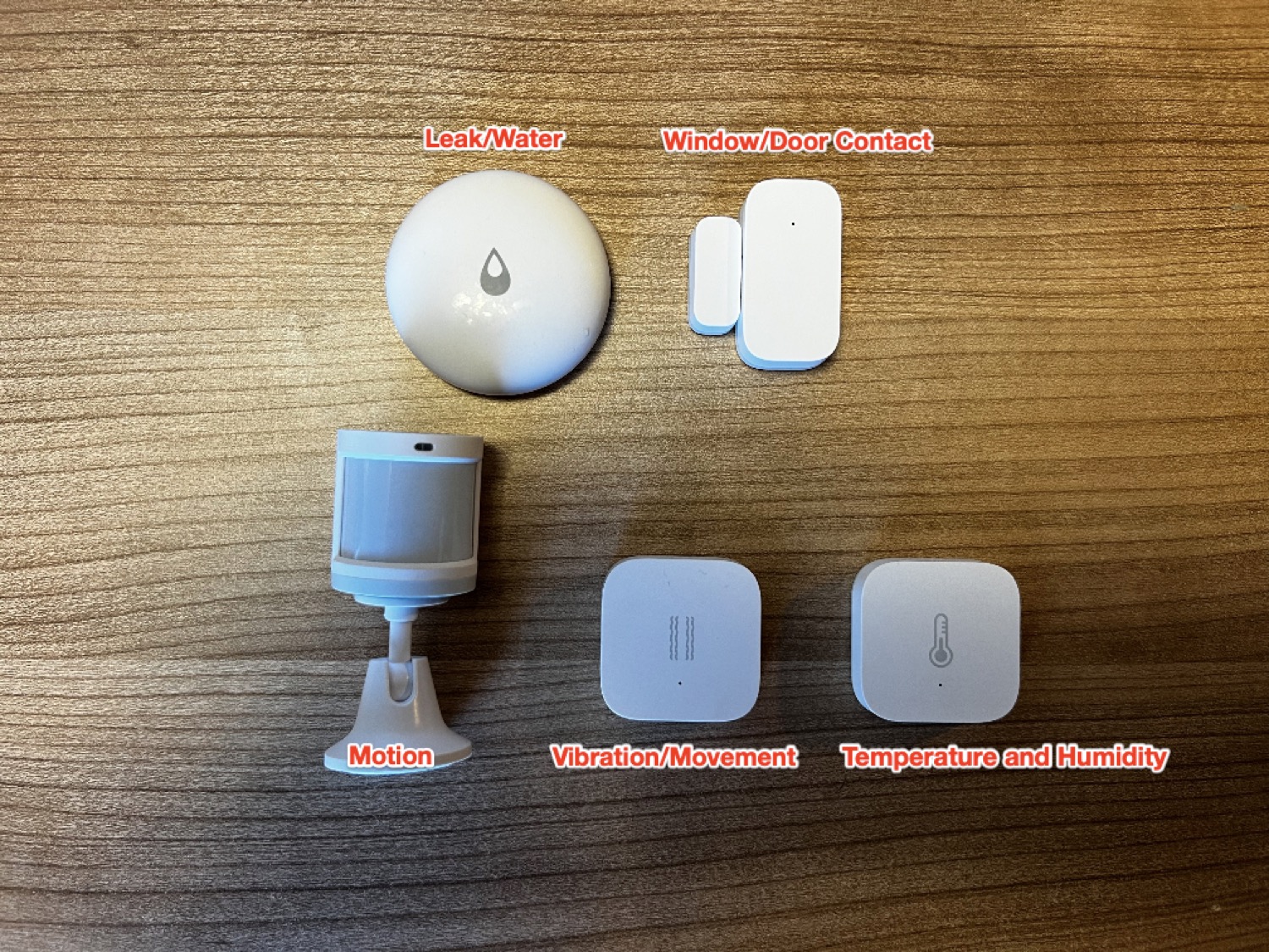 Various [Aqara](https://www.aqara.com/eu/products.html) Zigbee sensors I use. A big benefit of Zigbee over Z-wave is price. Each of these sensors costs less than 25 EUR, often considerably less when ordered in bulk and/or from China.