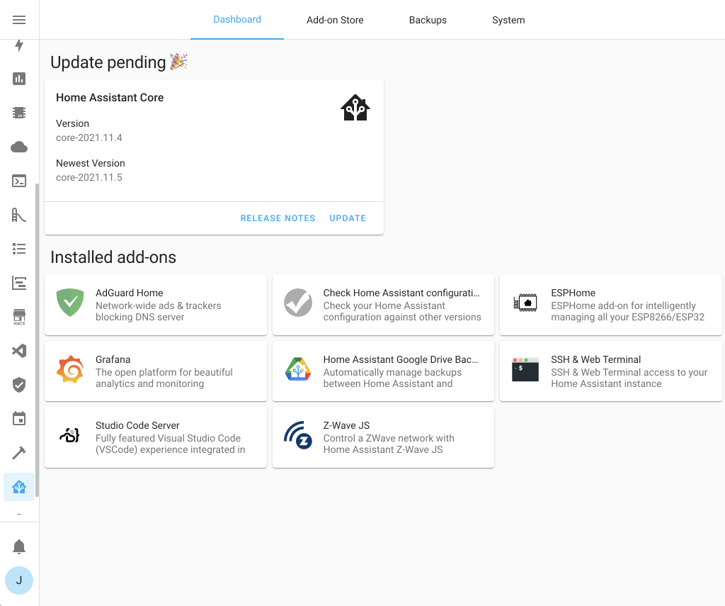Upgrading Home Assistant and managing add-ons is so easy when running Home Assistant Operating System. I’m still getting over how much easier this is than what I had to do in the past.